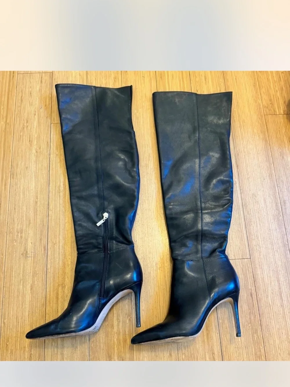SCHUTZ MIKKI UP BOOT Black Over-the-Knee Pointed-Toe Stiletto Boot